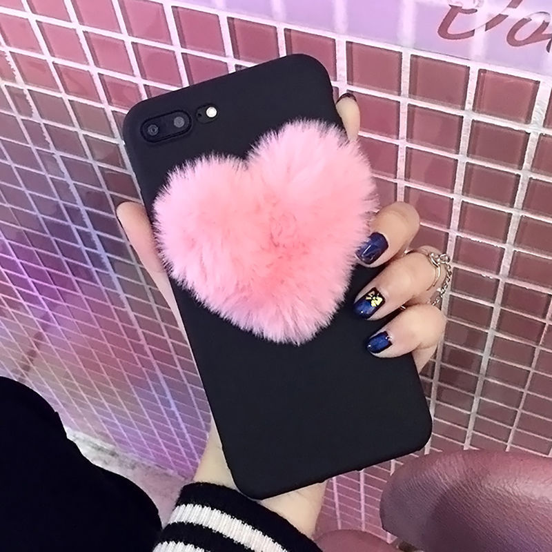 Lovely 3D Furry Hearts Case For iPhone (see sizes)