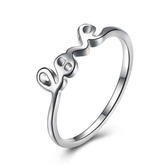 Silver Plating Sleek Love Inscribe Ring