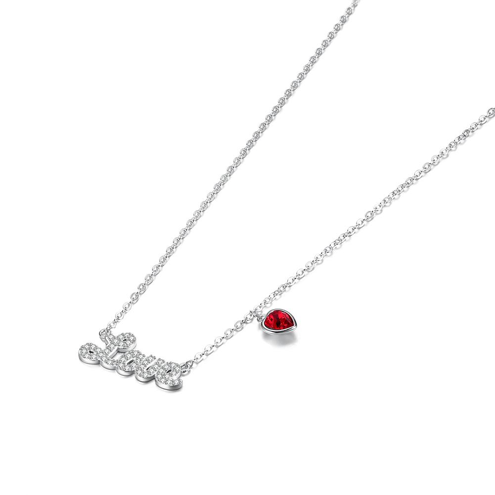 LOVE  Sterling Silver Necklace with  Crystals