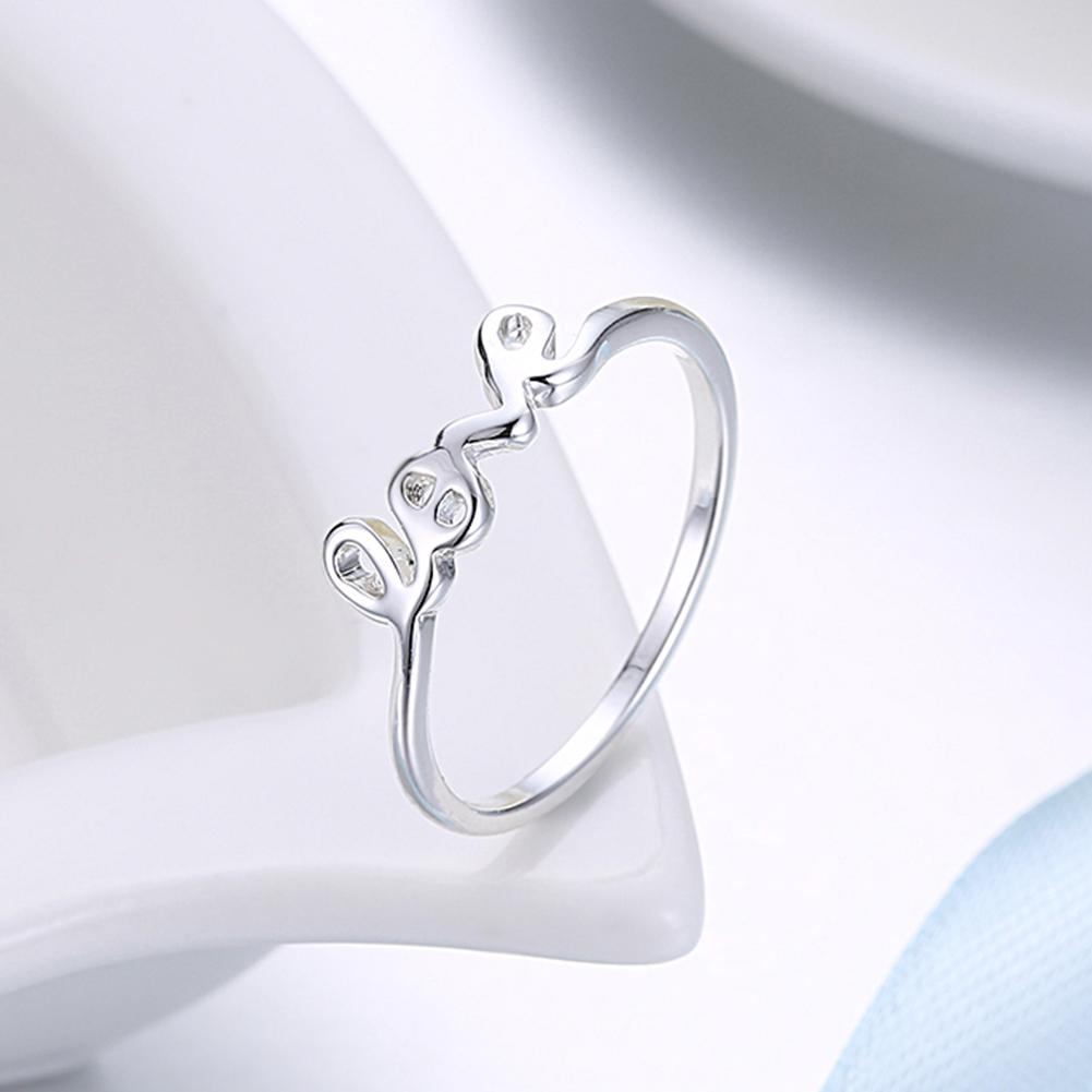 Silver Plating Sleek Love Inscribe Ring