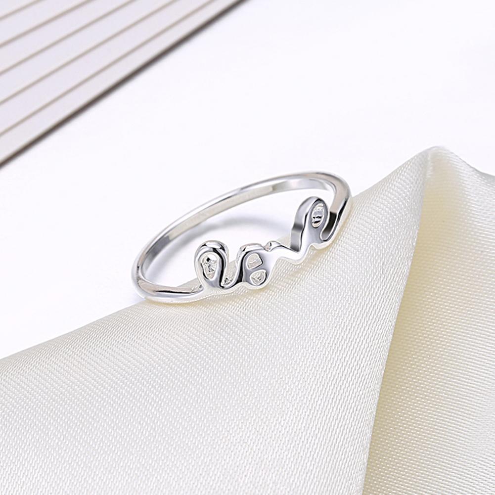 Silver Plating Sleek Love Inscribe Ring