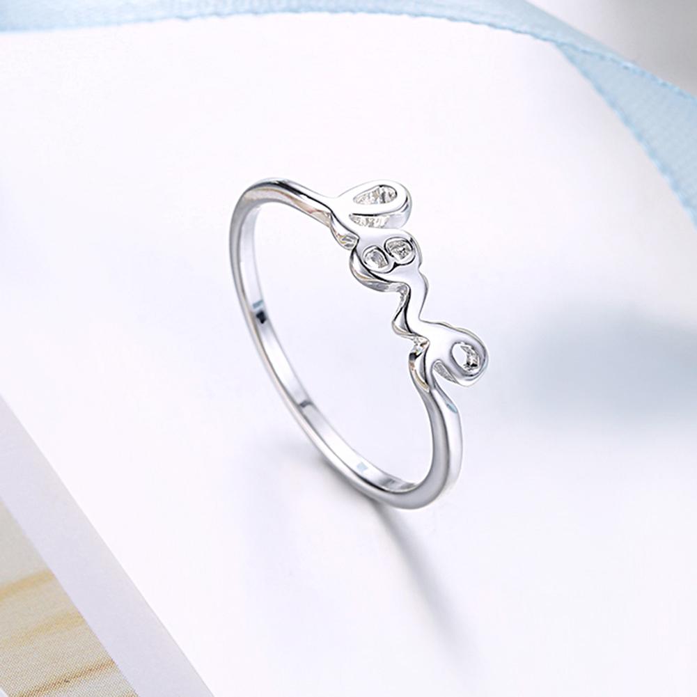 Silver Plating Sleek Love Inscribe Ring